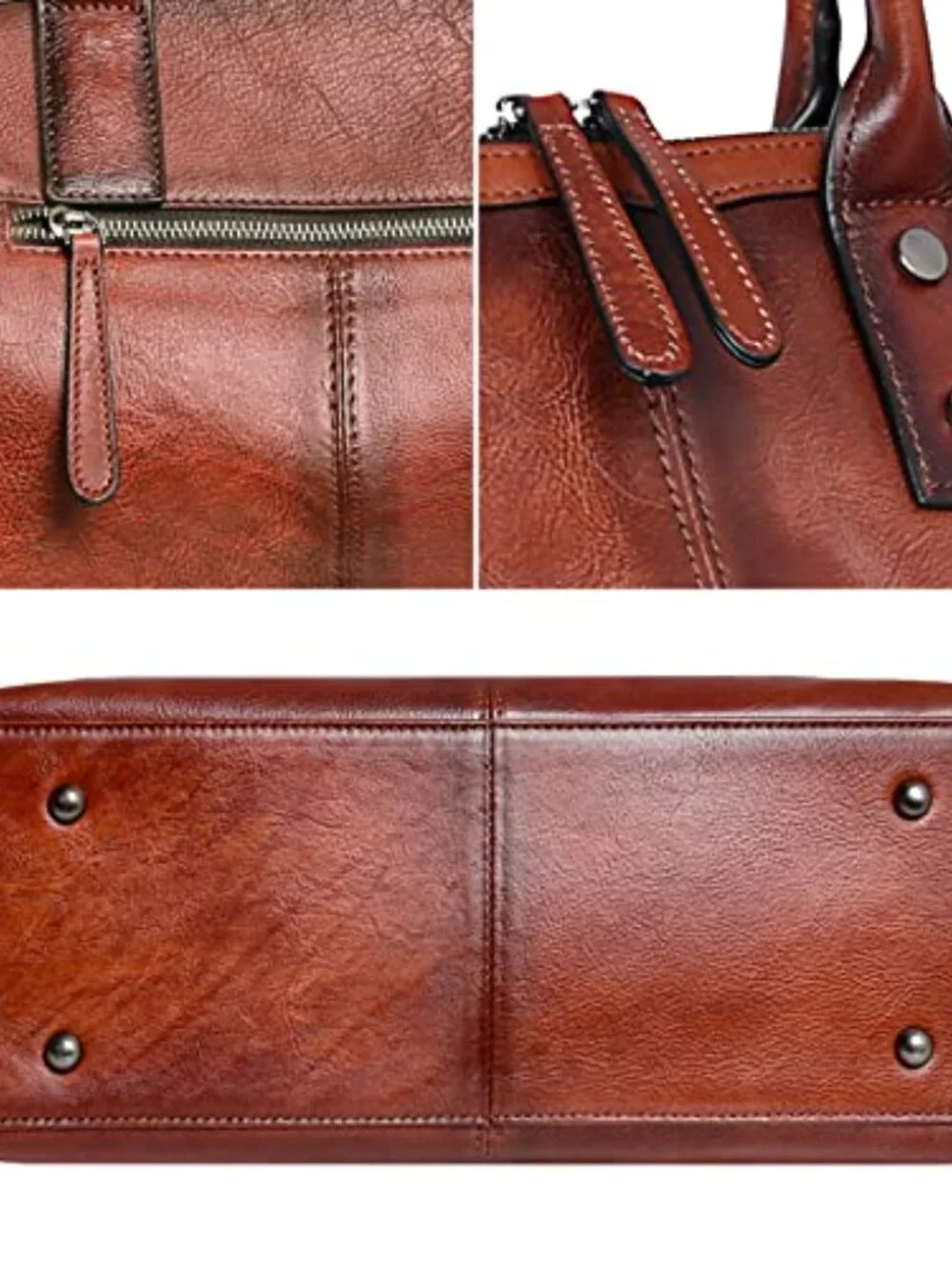 Vintage Leather Satchel Bag Large Capacity Doctor Tote Shoulder Crossbody Purse